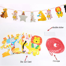 Cute Carton Printing Birthday Party Decoration Die-Cut Paper String Flag Banner / Party Decoration Flag Banner